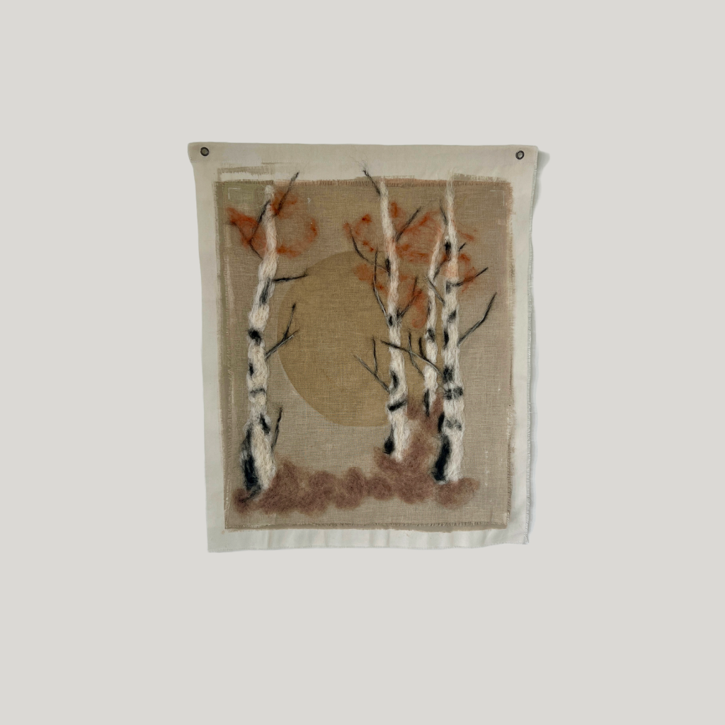 Birch_Landscape, Handmade Wall Hangings, Unique Wall Decor, Wool Wall Art, Front