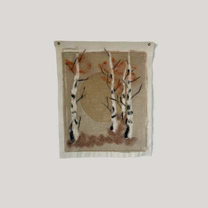 Birch_Landscape, Handmade Wall Hangings, Unique Wall Decor, Wool Wall Art, Front