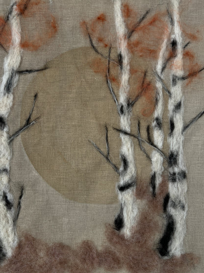 Birch_Lndscape, Handmade Wall Hangings, Unique Wall Decor, Wool Wall Art, Close-up